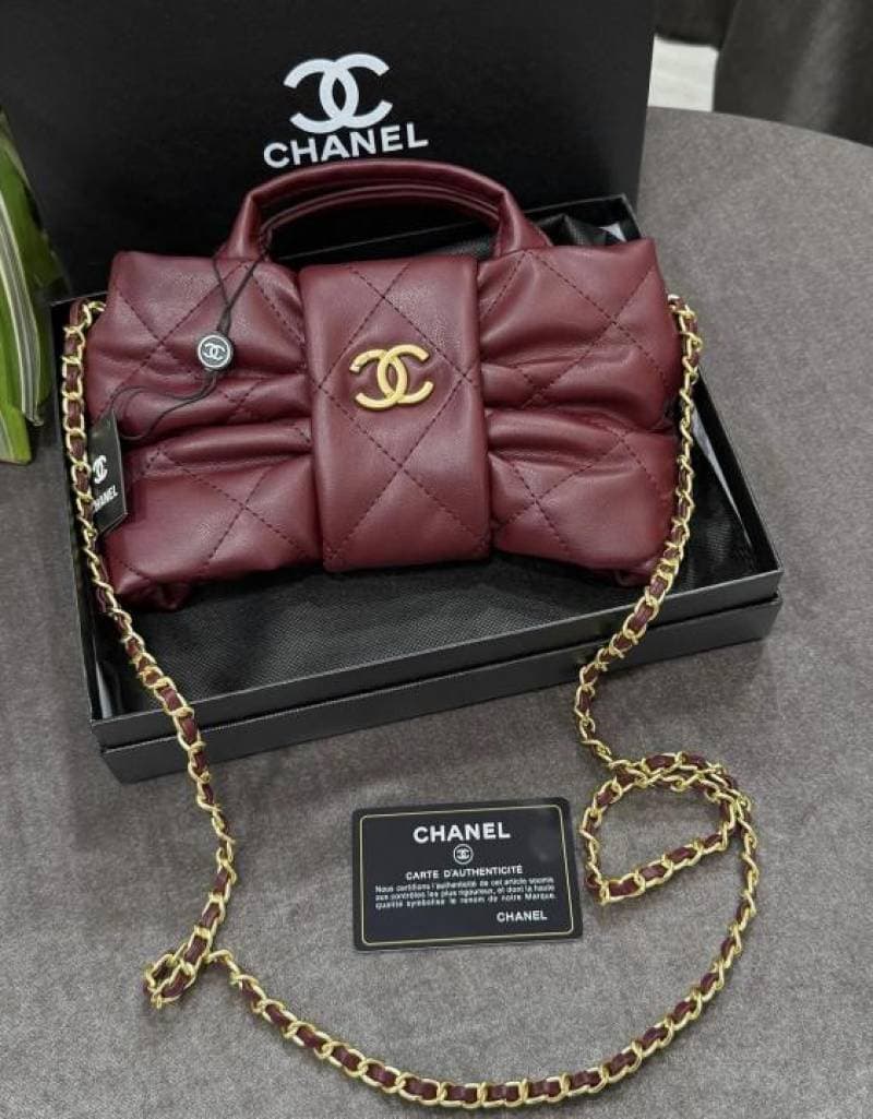 Chane_l lambskin quilted mini bow bag premium quality With box 872