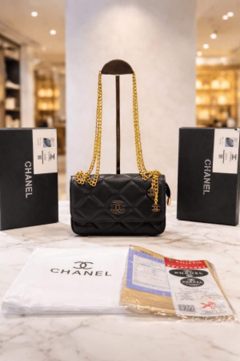 Chanel_Woven_Metal_Lambskin_Quilted_Small_Flap_Black_Gold_with_box_5523 alternate view